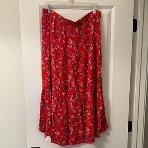 beachlunchlounge Red Floral Maxi Skirt